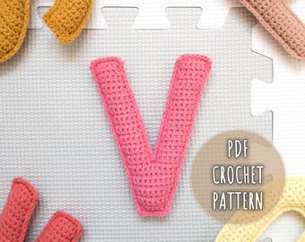 Letter V Crochet Pattern, Stuffed Amigurumi Capital Letters, Crochet Alphabet Pattern, Plush Crochet Letters Pattern, 3D Uppercase Alphabet