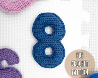 8 番かぎ針編みパターン、8 番あみぐるみパターン、数字かぎ針編み