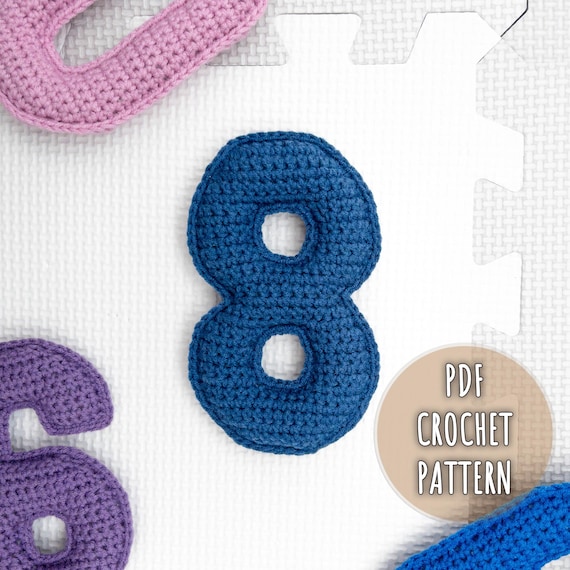 数字8のかぎ針編みパターン、ソフトかぎ針編みの数字8、編みぐるみの