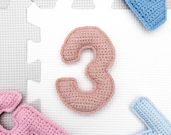 Number 3 Crochet Pattern, Soft Crochet Number Three, Amigurumi Number Tutorial, Crochet Milestone Marker Pattern, Montessori Educational Toy