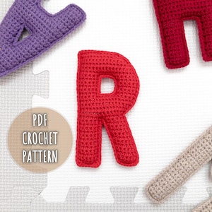 Padrão de crochê da letra R, letras maiúsculas de amigurumi de pelúcia, padrão de alfabeto de crochê, padrão de letras de crochê de pelúcia, alfabeto 3D maiúsculo