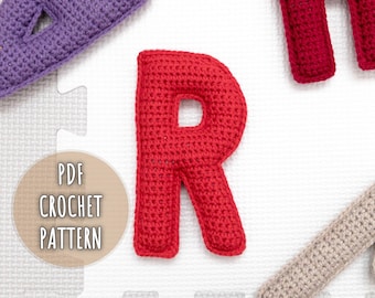 Letter R Crochet Pattern, Stuffed Amigurumi Capital Letters, Crochet Alphabet Pattern, Plush Crochet Letters Pattern, 3D Uppercase Alphabet