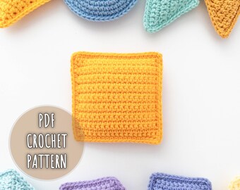 Crochet Square Pattern, Amigurumi Square Crochet Pattern, Crochet Geometry Pattern, Plush Shapes for Toddlers