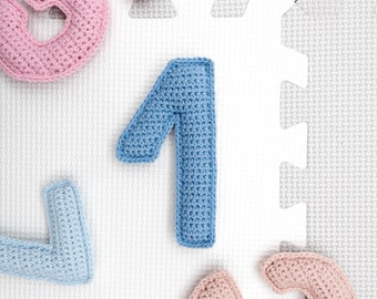 Number 1 Crochet Pattern, Soft Crochet Number One, Amigurumi Number Tutorial, Crochet Milestone Marker Pattern, Montessori Educational Toy