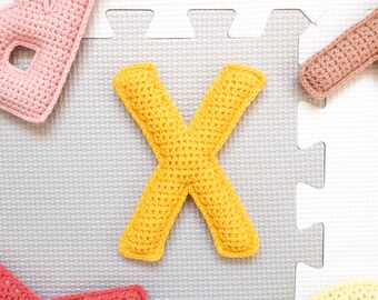 Letter X haakpatroon, gevulde Amigurumi hoofdletters, gehaakt alfabetpatroon, pluche gehaakt letterspatroon, 3D hoofdletteralfabet