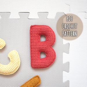 Patrón de crochet de la letra B, letras del alfabeto de crochet, patrón de letras de peluche amigurumi, letra B de crochet rellena, inicial de crochet hecha a mano