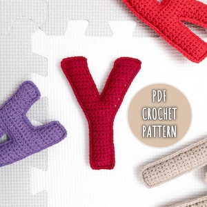 Patrón de crochet de la letra Y, letras mayúsculas rellenas de amigurumi, patrón del alfabeto de crochet, patrón de letras de crochet de peluche, alfabeto en mayúsculas en 3D