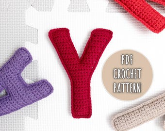 Wzór na szydełkową literę Y, wypchane litery Amigurumi, wzór na szydełkowy alfabet, wzór na szydełkowe litery pluszowe, 3D alfabet wielkich liter