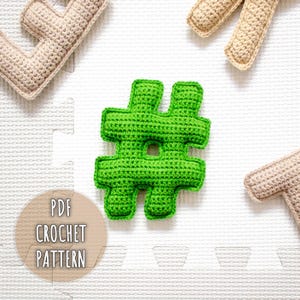Schema hashtag all'uncinetto, schema hashtag all'uncinetto in PDF, hashtag imbottito amigurumi, simbolo di punteggiatura all'uncinetto, schema giocattolo hashtag di peluche