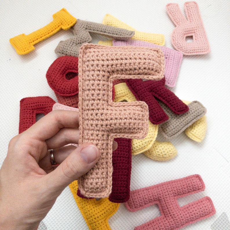 Letter F Crochet Pattern, Stuffed Amigurumi Capital Letters, Crochet Alphabet Pattern, Plush Crochet Letters Pattern, 3D Uppercase Alphabet image 2