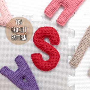Patrón de crochet de la letra S, letras mayúsculas rellenas de amigurumi, patrón del alfabeto de crochet, patrón de letras de crochet de peluche, alfabeto en mayúsculas en 3D