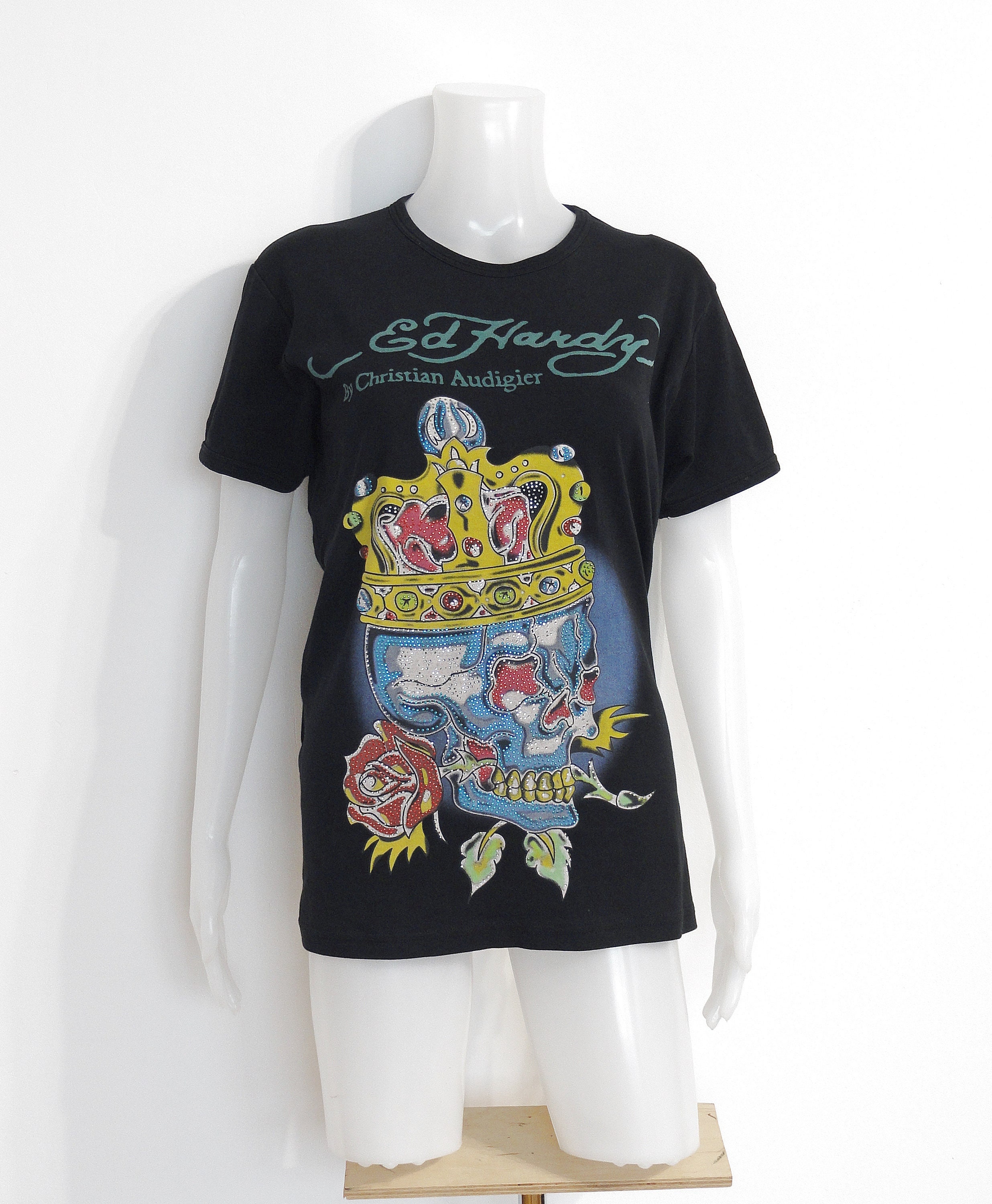 Vintage Ed Hardy by Christian Audigier Y2K Rhinestone Skull - Etsy
