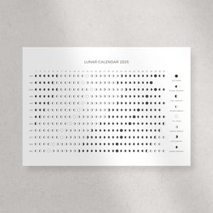 Maankalender 2025 | Landschap maankalender | Functioneel, minimalistisch ontwerp | Zeven tijdzones beschikbaar!