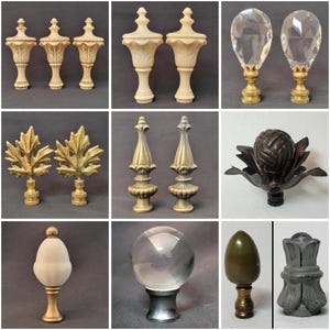 Vintage Finial Choice of MidCentury, Crystal Brass, Cast metal, Resin