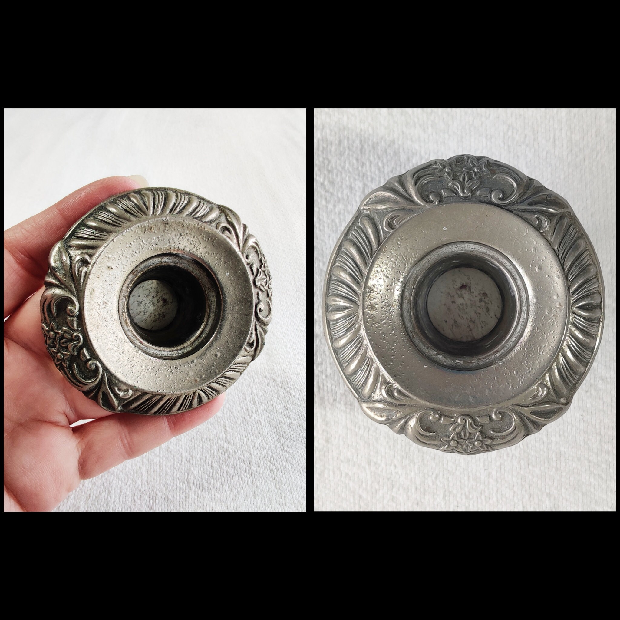 Antique Silver Plate Candle Holder Bobeches Candelabra Candle Insert