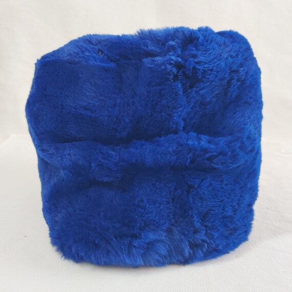 Vintage Royal Blue Rabbit Fur Hat 1960's Beanie-C… - image 4