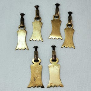 Lot de 6 poignées de tiroir en laiton vintage - Quincaillerie de meubles antique en forme d'étiquette avec vis de montage