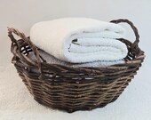 Vintage Rustic Grapevine Harvest Basket - Large 16" Primitive Woven Wattle Basket with Handles