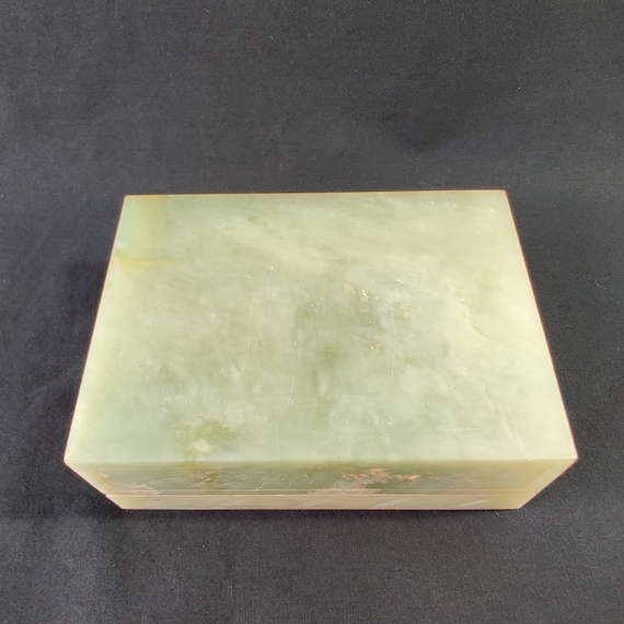 Vintage Jade Jewelry Trinket Box with Jade Lid, C… - image 9