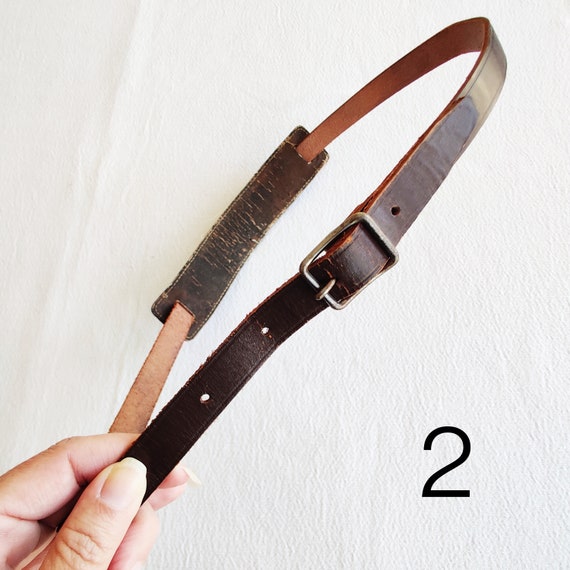 Vintage Belt, Brown Thin Leather Belt, Silver Ton… - image 4