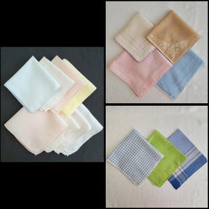 Vintage Handkerchiefs, Choice Three Sets, Pastel Colors Hankies, Something Old, Everyday Hanky, Hobby Craft Hankies, Ladies Handkerchiefs