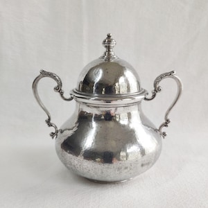 Antique Birks Sterling Silver Sugar Bowl with Cover, 1950 Original Hall Marked 1710