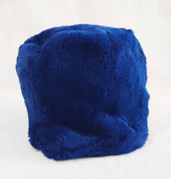 Vintage Royal Blue Rabbit Fur Hat 1960's Beanie-C… - image 3