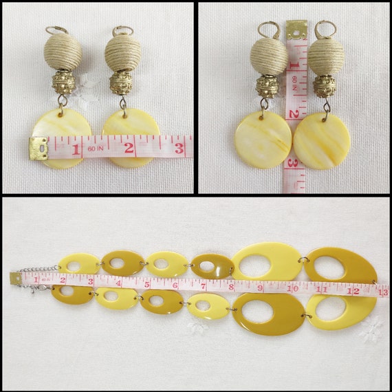 Vintage “Mod” Yellow Earrings and Necklace Set - image 8