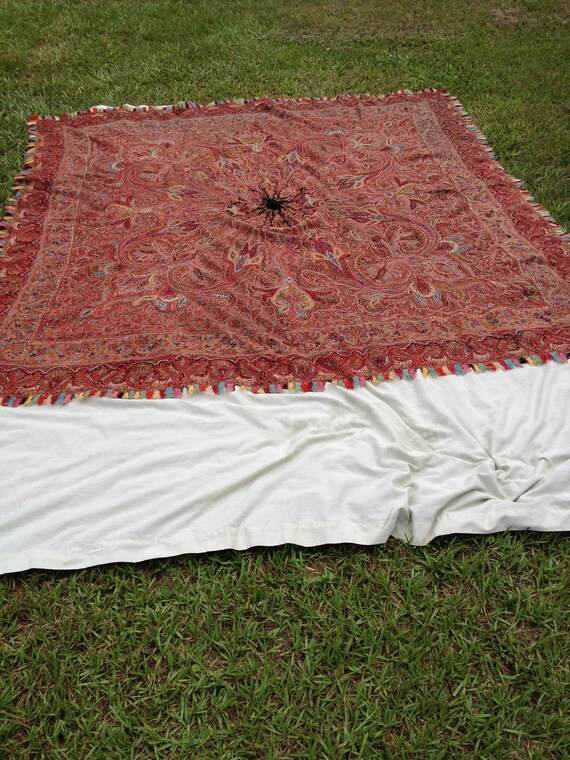 Antique Kashmir Shawl Hand Embroidered Stitched P… - image 6