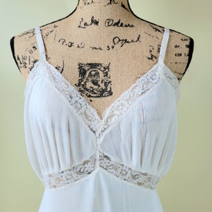 Vintage Delicate Pintuck Pleated Nylon and Lace Empire Slip Dress by Kaiser Luxite Size 38