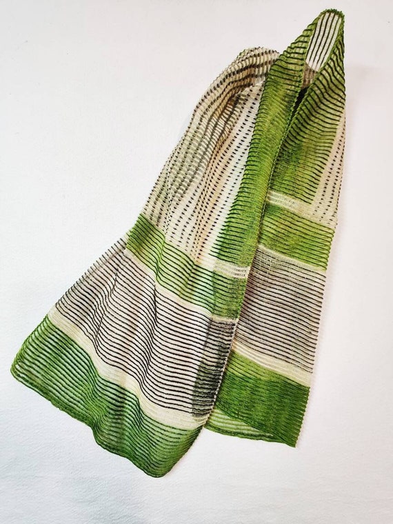 Vintage Lime Green Scarf, Neck Hair Scarf, Green … - image 2