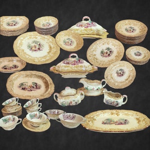 Antique Dinnerware Masons of England Ironstone Formal Dinnerware Service Old World Victorian Pattern