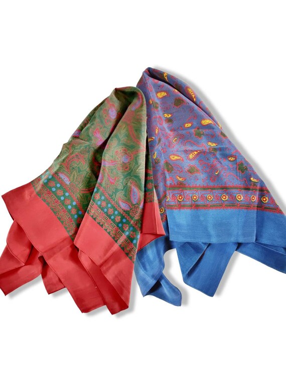 Foulard Vintage En Soie De Qualité - Marque JS GERMAIN - Multicouleur - Occasion Très Bon état