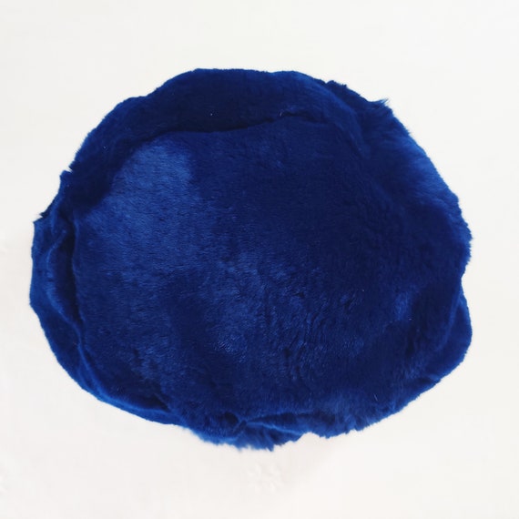 Vintage Royal Blue Rabbit Fur Hat 1960's Beanie-C… - image 5