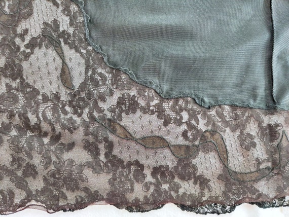 Vintage Black Slip Skirt Lace and Nylon with Sati… - image 7