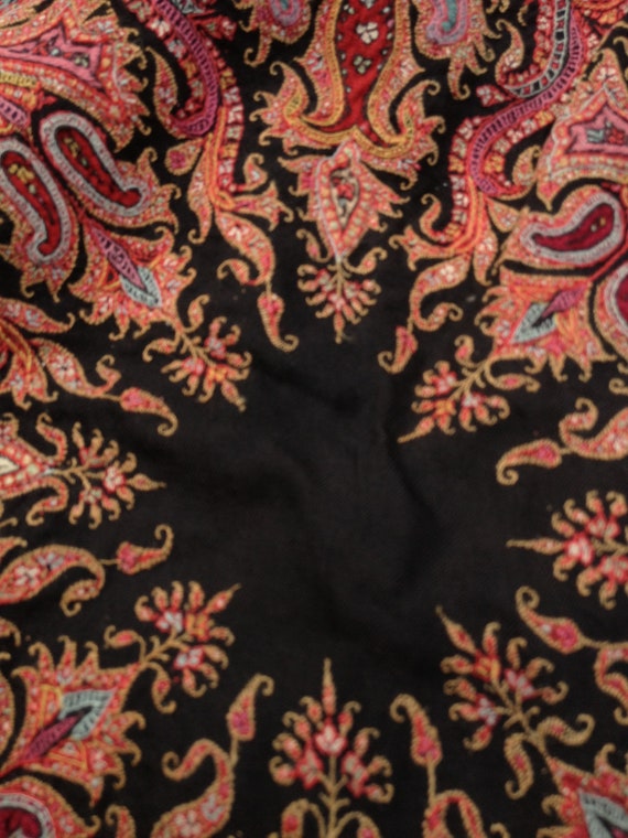 Antique Kashmir Shawl Hand Embroidered Stitched P… - image 1