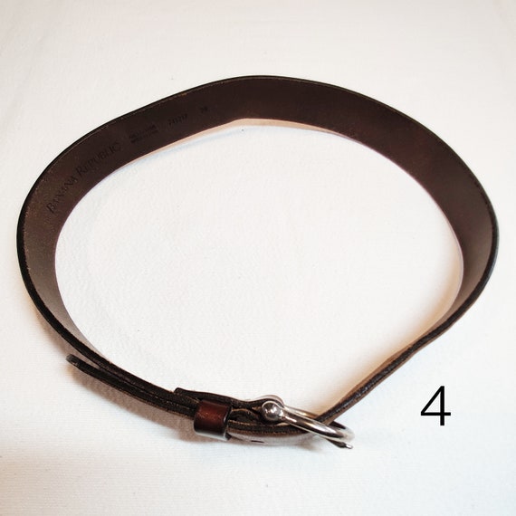 Vintage Belt, Brown Thin Leather Belt, Silver Ton… - image 8