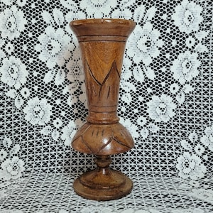 Vintage Hand Carved Decorative Wooden Vase