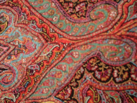 Antique Kashmir Shawl Hand Embroidered Stitched P… - image 5