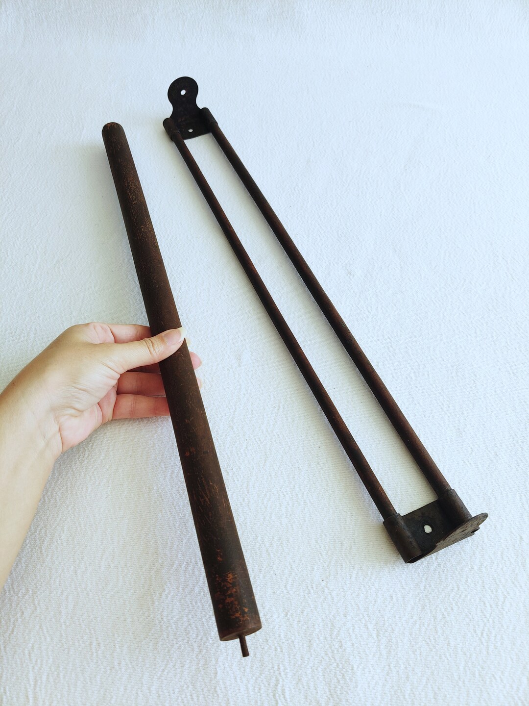 Antique Primitive Towel Rack/wall or Door Mount With Circular Etsy