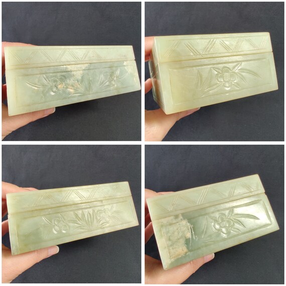 Vintage Jade Jewelry Trinket Box with Jade Lid, C… - image 5