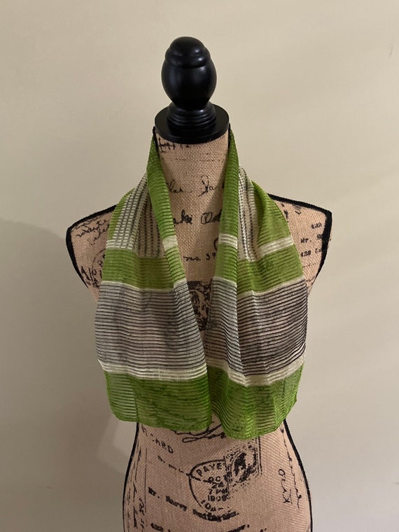 Vintage Lime Green Scarf, Neck Hair Scarf, Green … - image 1