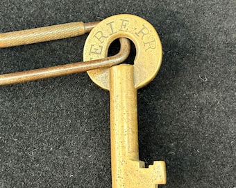 Vintage Antique ERIE RAILROAD Brass Hollow Barrel Switch Key Slaymaker - Train Railroadiana