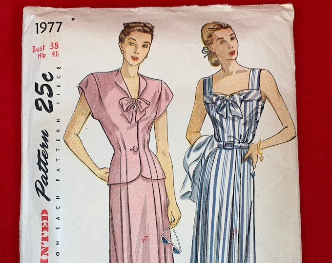 Simplicity Patterns 41 Simplicity 1940s Sun Dress and Jacket Sewing Pattern Simplicity 1977 ...