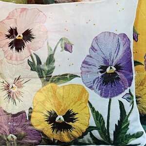 Vintage Paragon Crewel Embroidery Kit &quot;Pansy&quot; Pillow Kit 0944 with Small Start | Open Kit, Complete, Great Condition, Small Start | 1970s