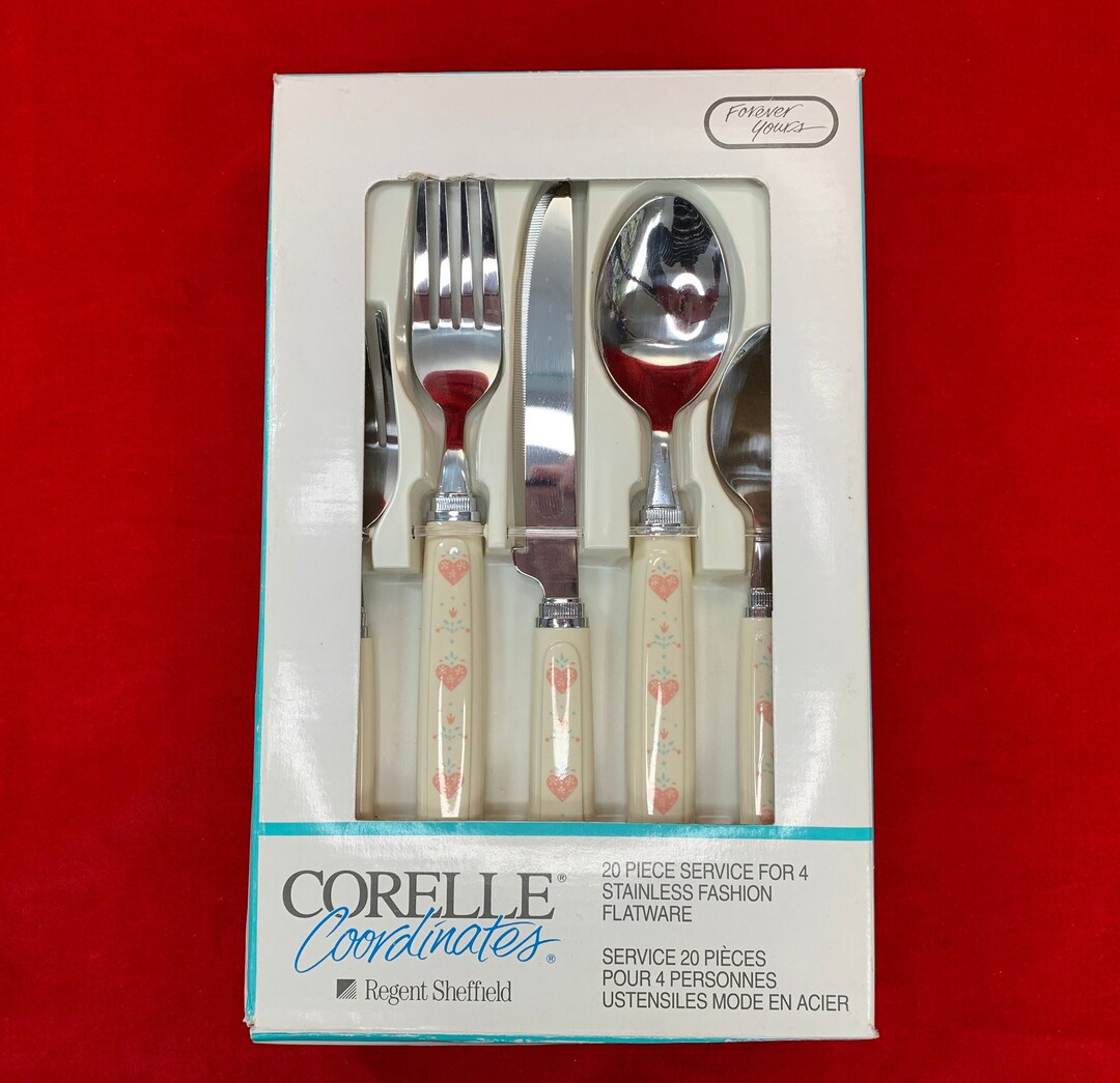 Corelle Coordinates FOREVER YOURS Flatware Set of 20 Pieces NOS Vintage