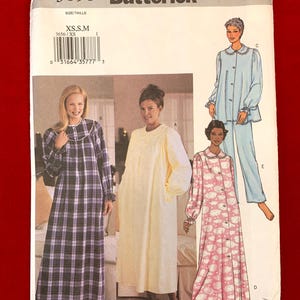 Butterick 3656 Misses Robe, Nightgown, Top and Pants, Pajamas Sewing Pattern   | Sizes XS, S, M | Uncut, Factory Folded | Granny Nightgown