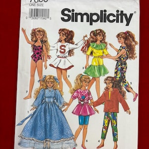 May include: Simplicity sewing pattern envelope featuring illustrations of doll clothing designs. The designs include dresses, skirts, tops, and a swimsuit. The envelope has the number 7600 and the word "Simplicity" in large letters.