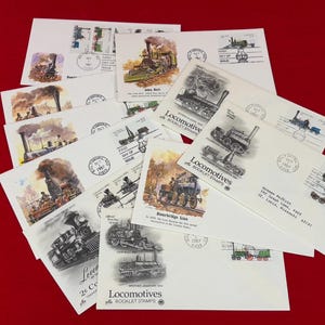 Lot of 10 Locomotive Trains Stamps FDC First Day Covers First Day Issue Envelopes | 1987 US Stamp Collector, Train Collector