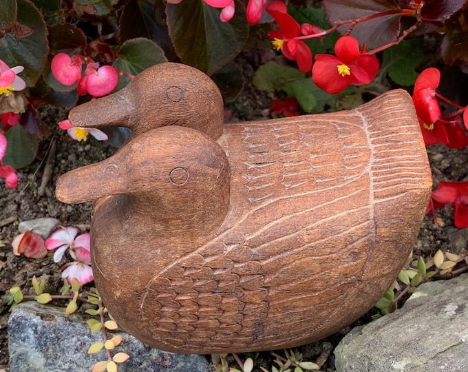 Carved Wooden Duck Box Thailand Vintage Carved Duck Wooden Trinket Box